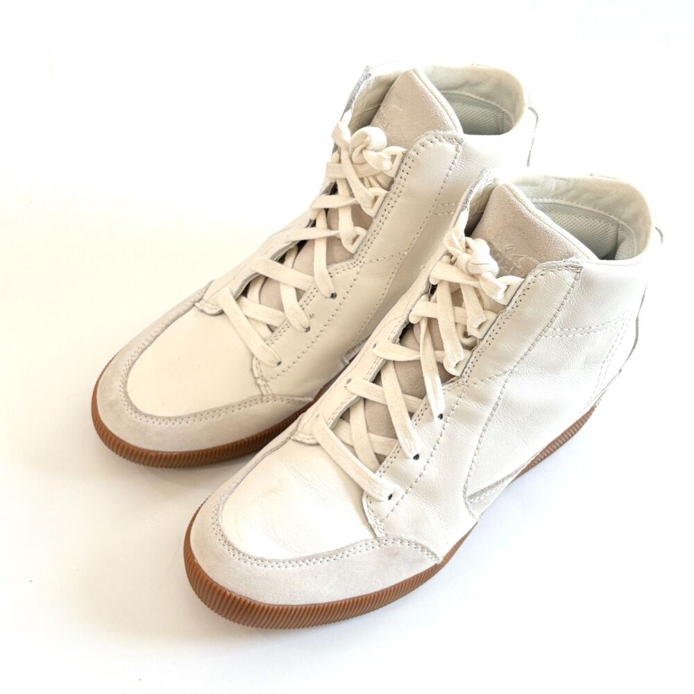 Sorel Off-White High-Top Leather & Suede Sneakers with Gum Sole